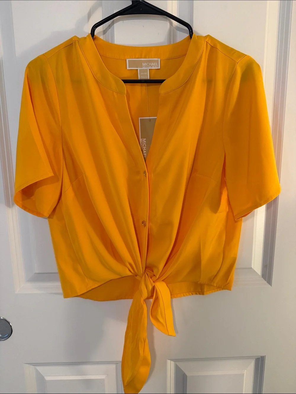 NWT Michael Kors Tie-Front Short Sleeve Blouse